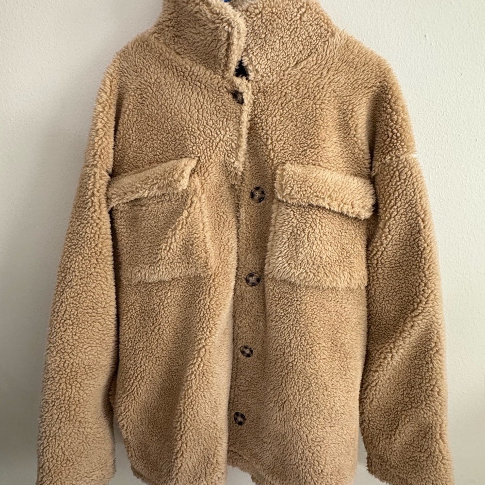 Forever 21 Tan Sherpa Teddy Jacket Large